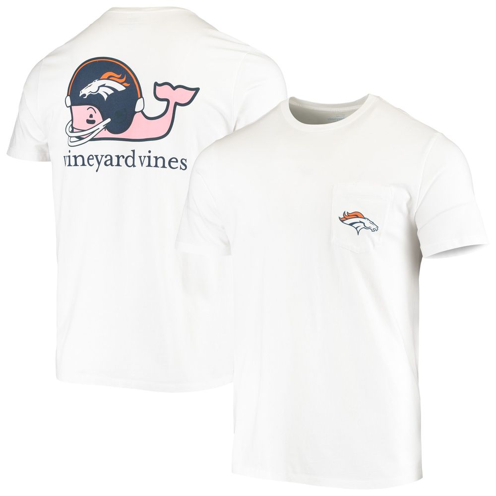 Men's Vineyard Vines White Denver Broncos Team Whale Helmet T-Shirt