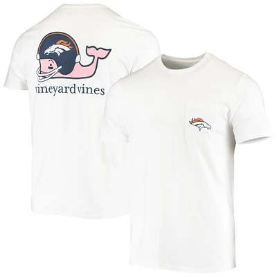 Men's Vineyard Vines White Denver Broncos Team Whale Helmet T-Shirt