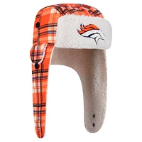 New Era Orange Denver Broncos Sideline Plaid Sherpa Trapper Hat