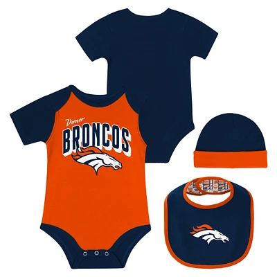 Newborn & Infant Denver Broncos Dynamic Duo Bodysuit, Bib Knit Hat Set