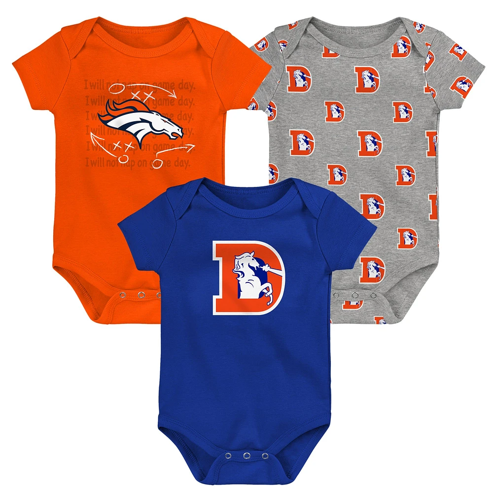 Ensemble de 3 bodys Denver Broncos Team Starter pour nouveau-nés et nourrissons