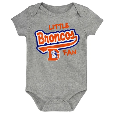 Body gris chiné pour nouveau-né et nourrisson Denver Broncos Retro Little Baller