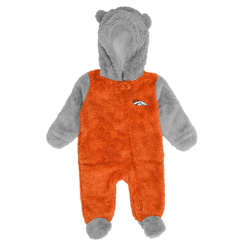 Newborn & Infant Orange/Gray Denver Broncos Game Nap Teddy Fleece Bunting - Full-Zip Sleeper
