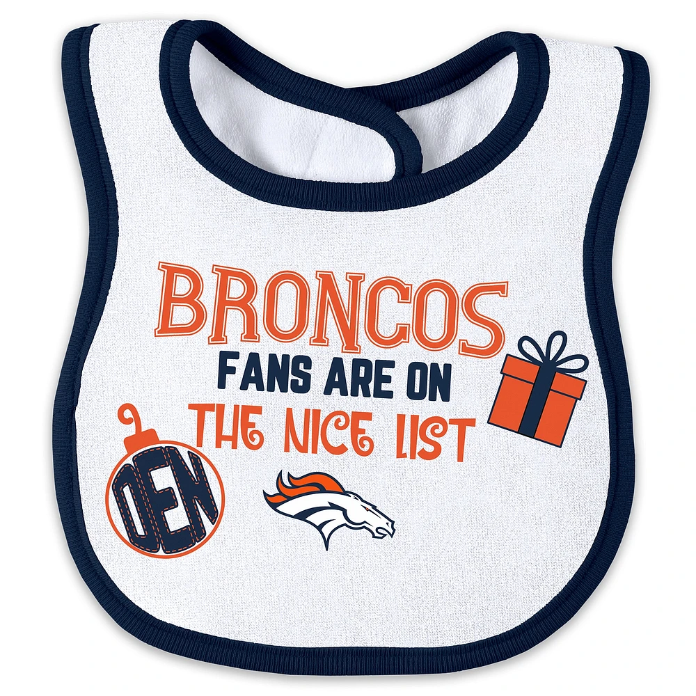 Ensemble pyjama et bavoir à fermeture éclair pour nouveau-né bébé par Erin Andrews Denver Broncos Allover Print