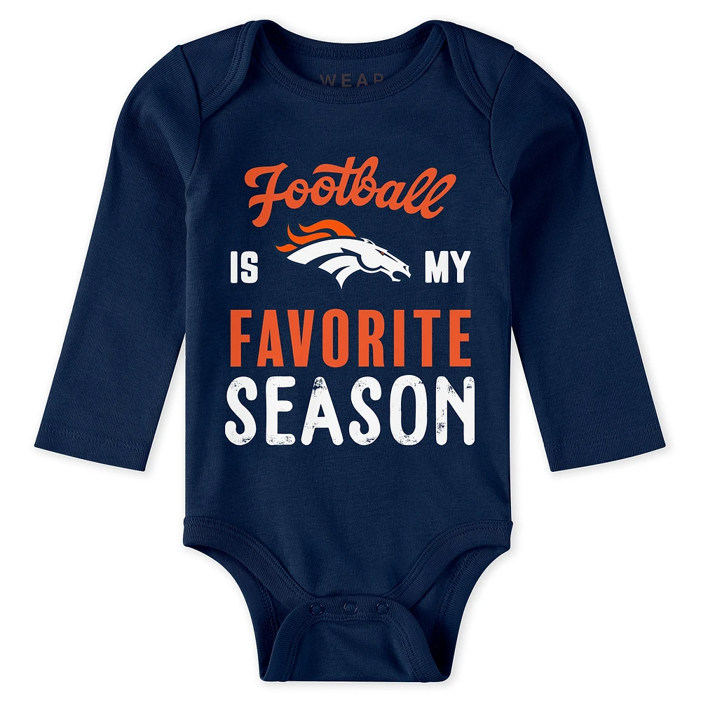 Newborn & Infant WEAR by Erin Andrews Denver Broncos Three-Piece Turn Me Around Bodysuits Pant Set