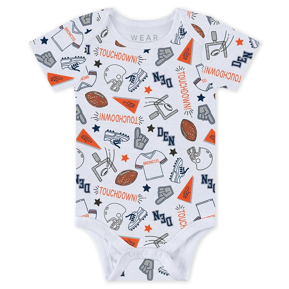 Newborn & Infant WEAR by Erin Andrews Denver Broncos Three-Piece Turn Me Around Bodysuits Pant Set