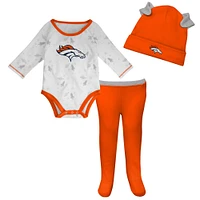 Newborn & Infant White/Orange Denver Broncos Dream Team Bodysuit Pants Hat Set