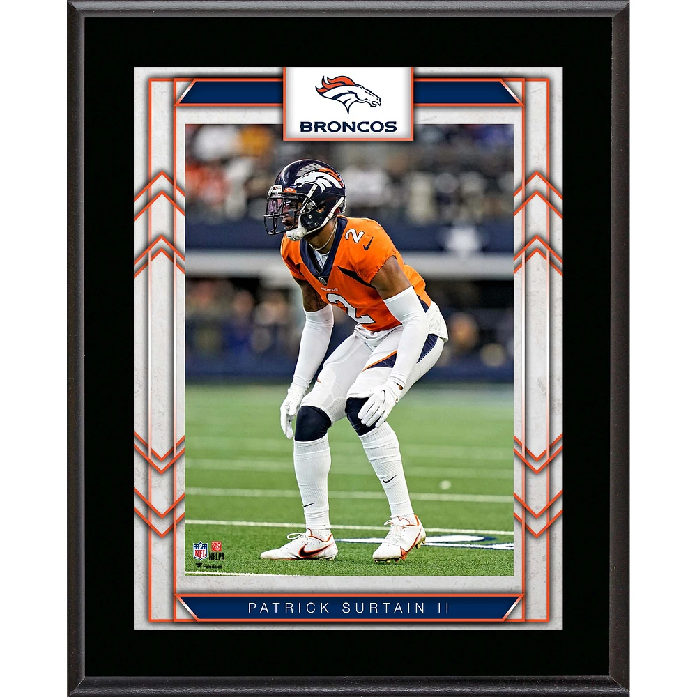 Plaque de joueur sublimée encadrée de 10,5" x 13" de Patrick Surtain II des Denver Broncos