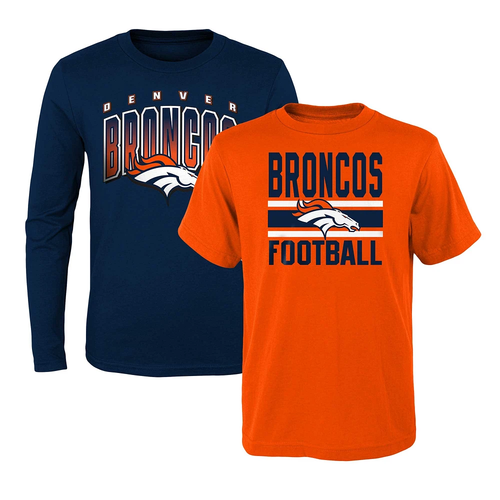 Ensemble de t-shirts préférés des fans Broncos Denver orange/bleu marine préscolaire