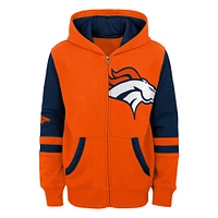 Sweat à capuche entièrement zippé orange Denver Broncos Stadium préscolaire