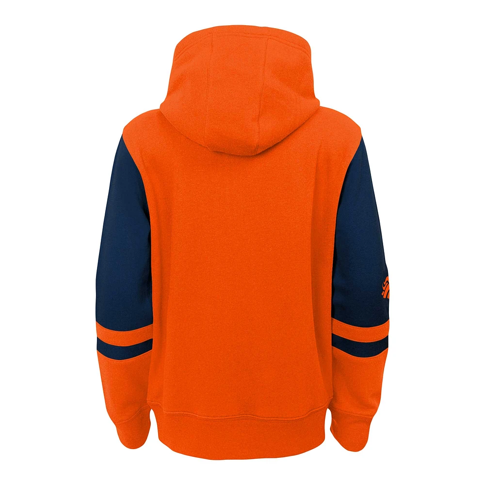 Sweat à capuche entièrement zippé orange Denver Broncos Stadium préscolaire