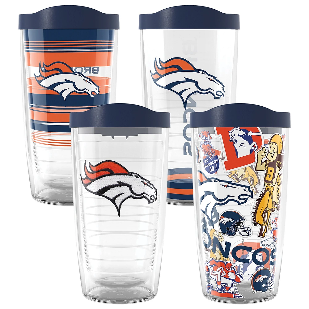 Tervis Denver Broncos paquet de quatre 16oz. Ensemble de gobelets classiques