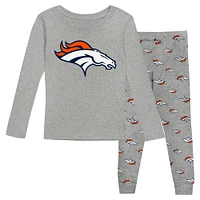 Toddler Heather Gray Denver Broncos Long Sleeve T-Shirt and Pants Sleep Set