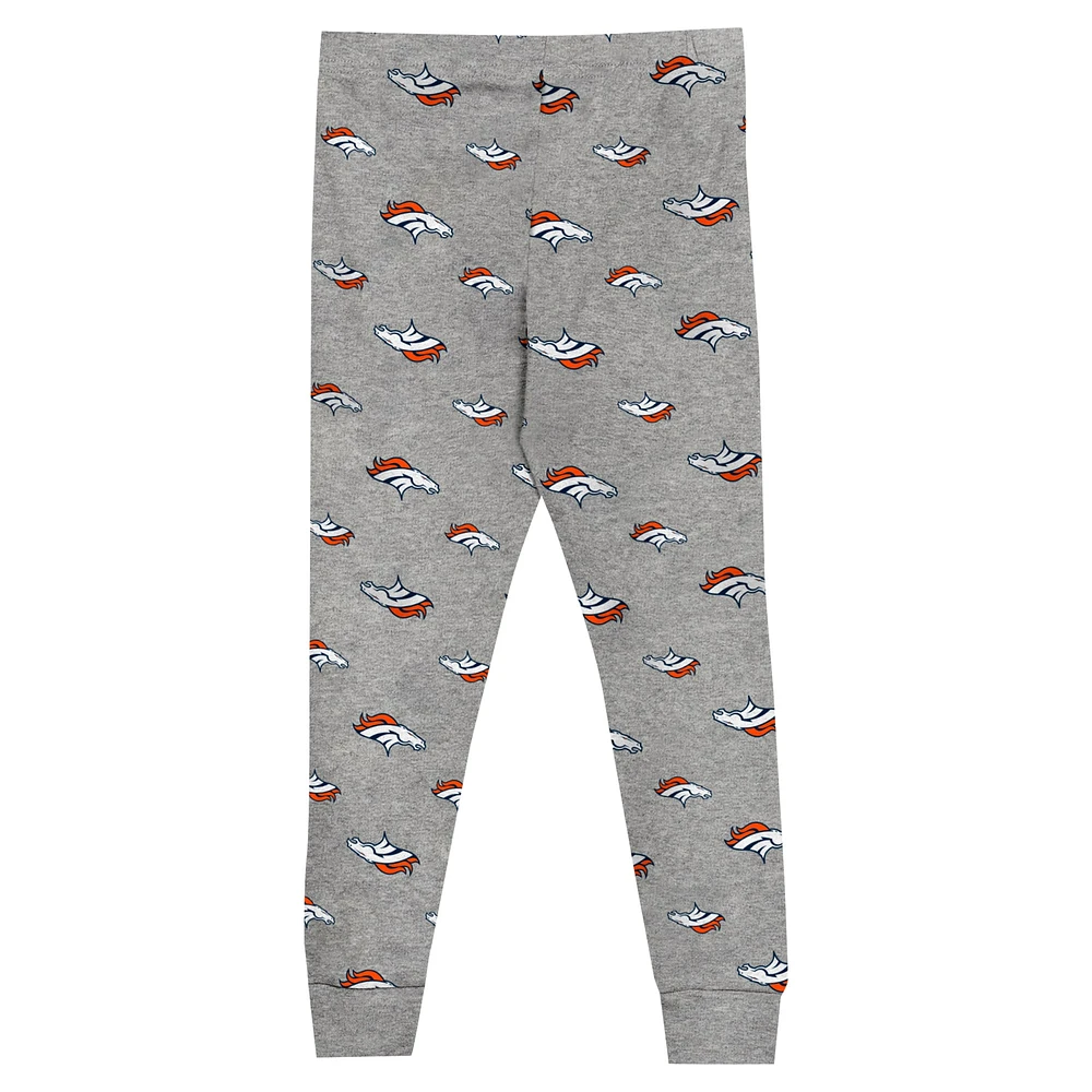 Toddler Heather Gray Denver Broncos Long Sleeve T-Shirt and Pants Sleep Set