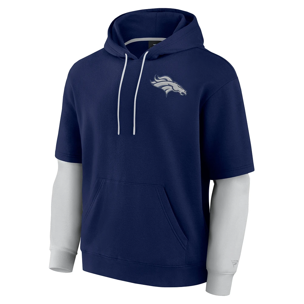 Unisex Fanatics  Navy Denver Broncos Sleek Elements Pullover Hoodie