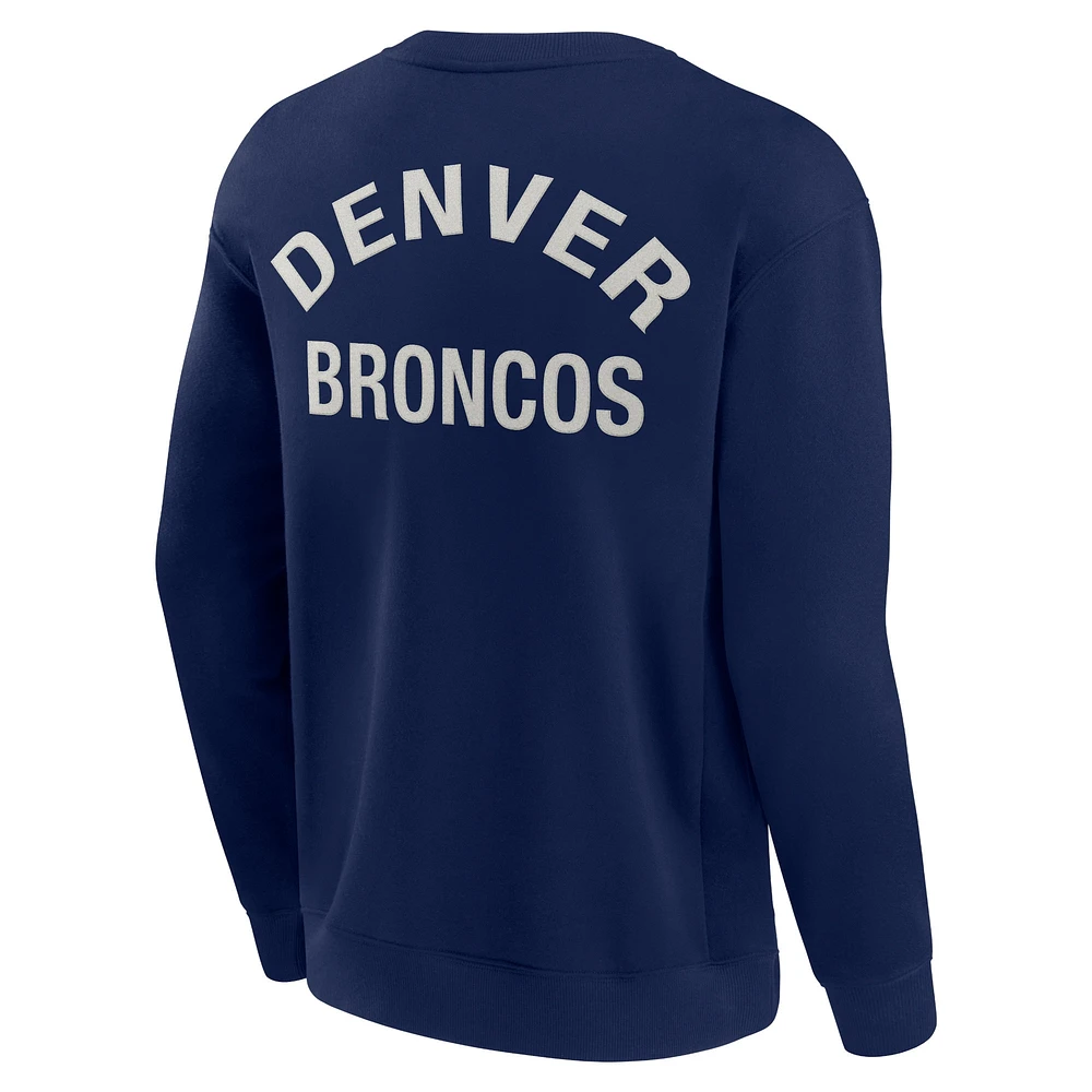 Sweat-shirt unisexe fanatiques bleu marine Denver Broncos super doux