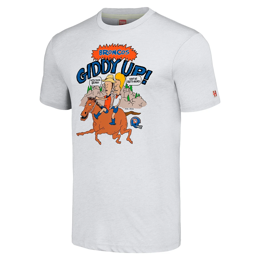 T-shirt unisexe NFL x Homage Beavis and Butt-Head Ash Denver Broncos Tri-Blend