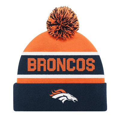 Bonnet en tricot à revers unisexe Starter Navy Denver Broncos avec pompon