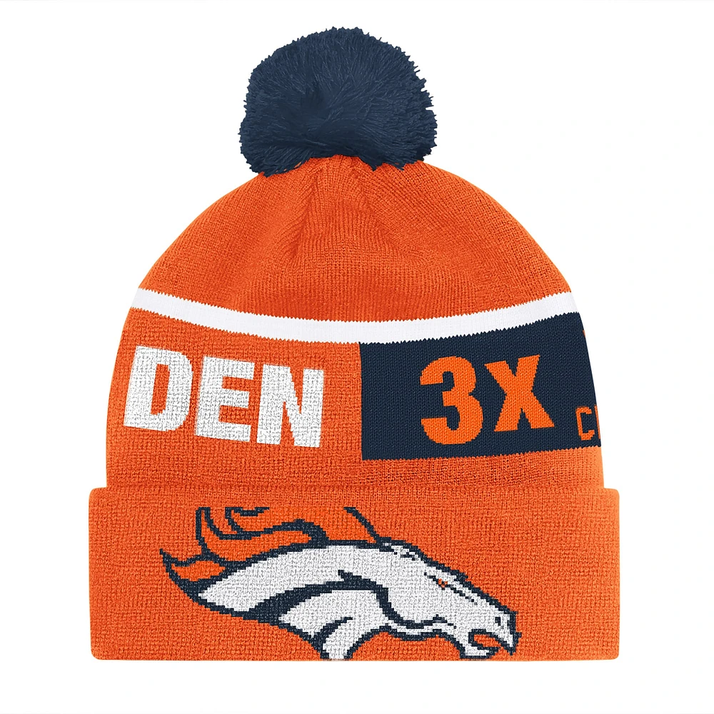 Bonnet unisexe en tricot à revers avec pompon Starter Orange Denver Broncos Chyron