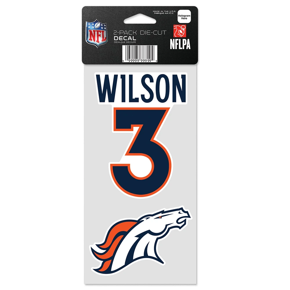 WinCraft Russell Wilson Broncos de Denver 10,2 x 20,3 cm Ensemble de deux autocollants coupe parfaite pour joueur