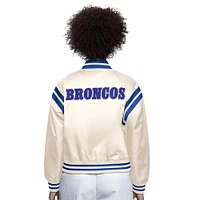 Women's Starter  Cream Denver Broncos Full Count Full-Snap Satin Jacket