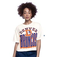 Women's Starter  White Denver Broncos Throwback Play the Ball Boxy Cropped T-Shirt