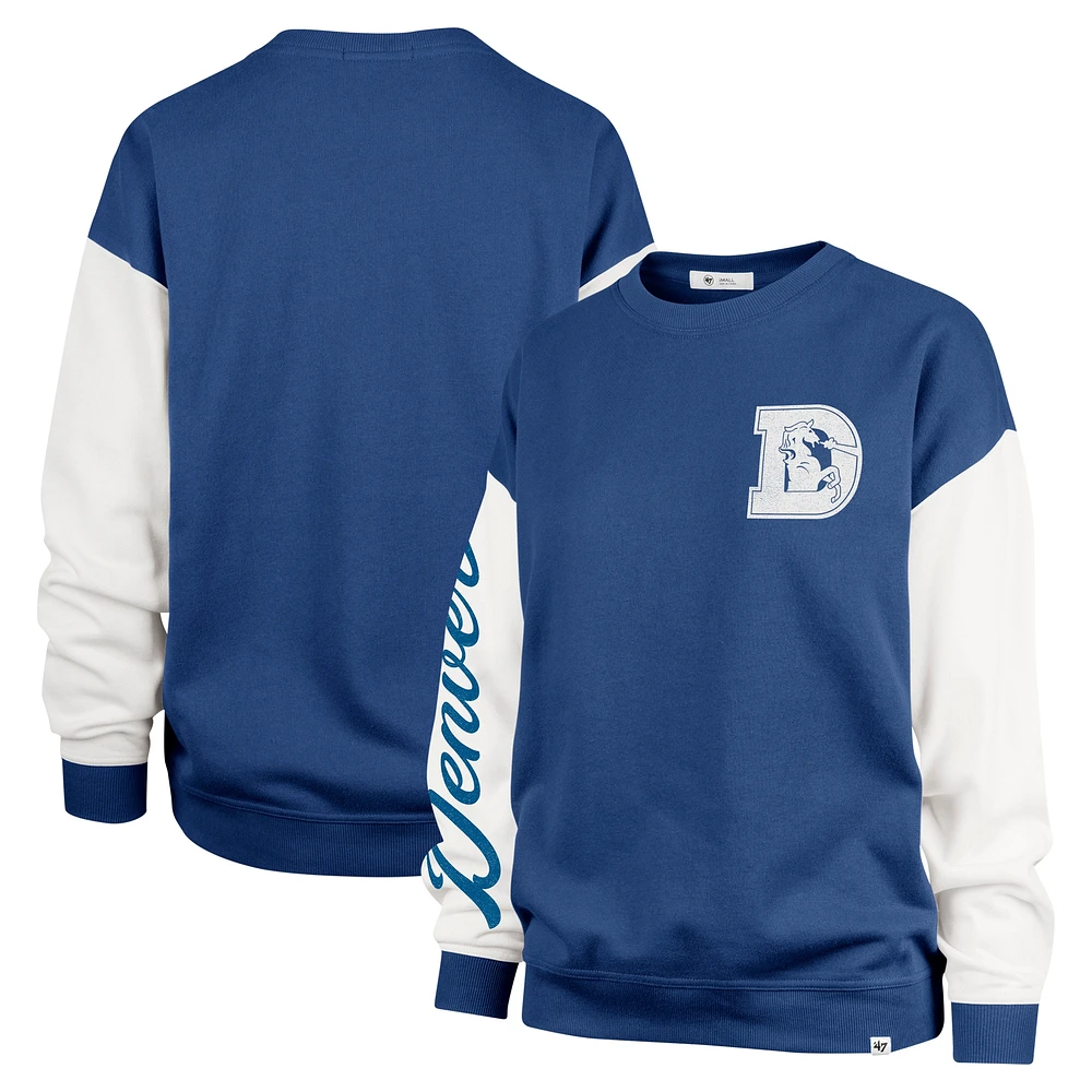 Sweat-shirt à enfiler Andie Double Header Denver Broncos '47 bleu marine pour femme