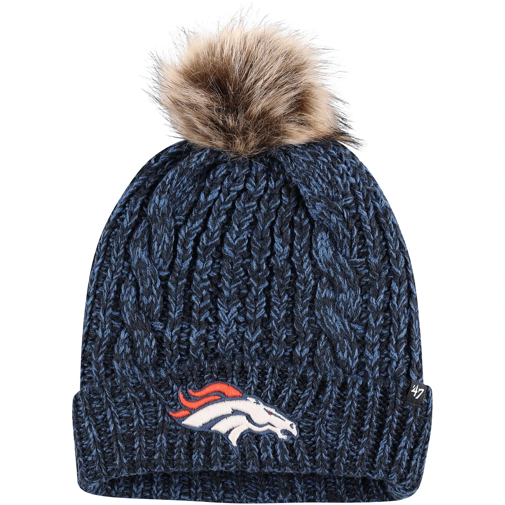 Bonnet tricoté à revers Meeko '47 bleu marine Denver Broncos avec pompon pour femme