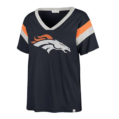 T-shirt à encolure en V Phoenix Broncos de Denver '47 pour femme, bleu marine