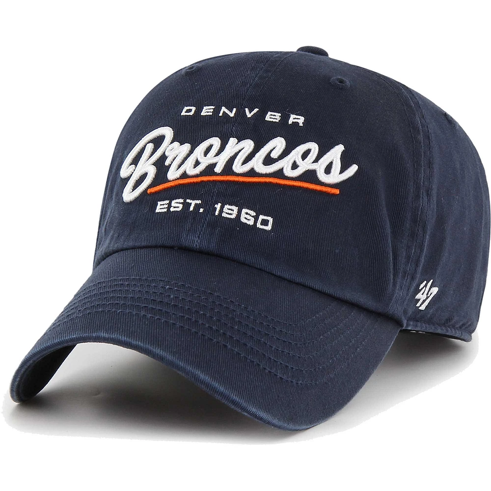 Casquette réglable '47 Denver Broncos Sidney Clean Up pour femme, bleu marine