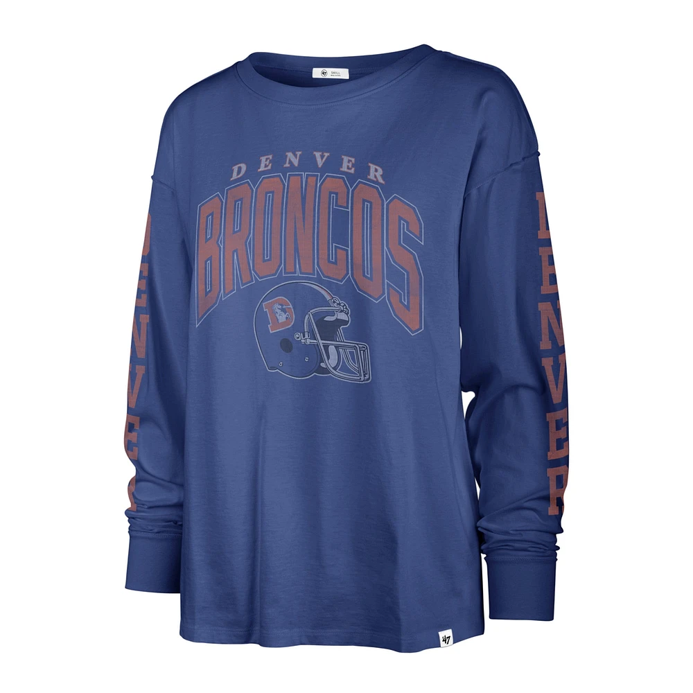 Women's '47 Royal Denver Broncos Tom Cat Lightweight Long Sleeve T-Shirt