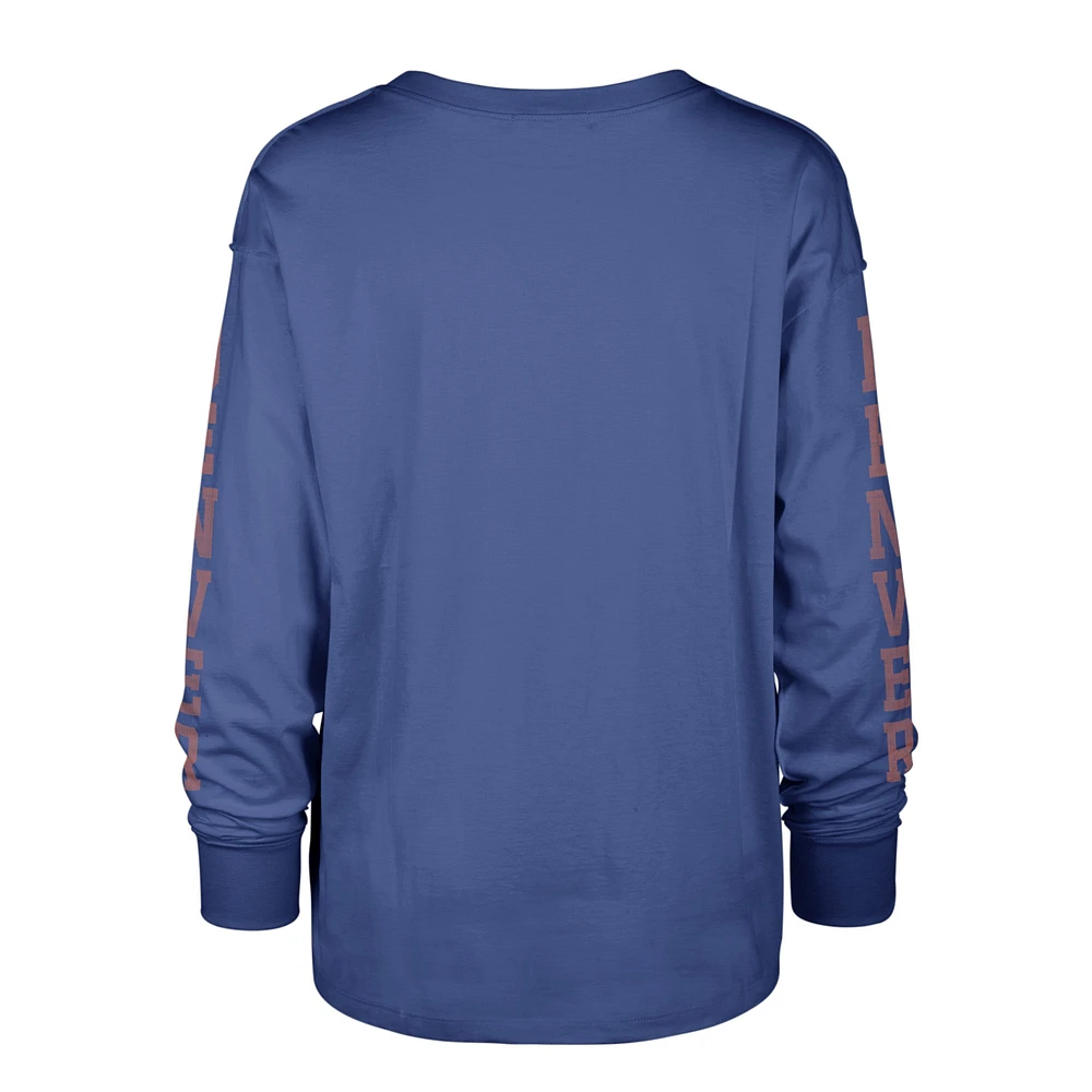 Women's '47 Royal Denver Broncos Tom Cat Lightweight Long Sleeve T-Shirt