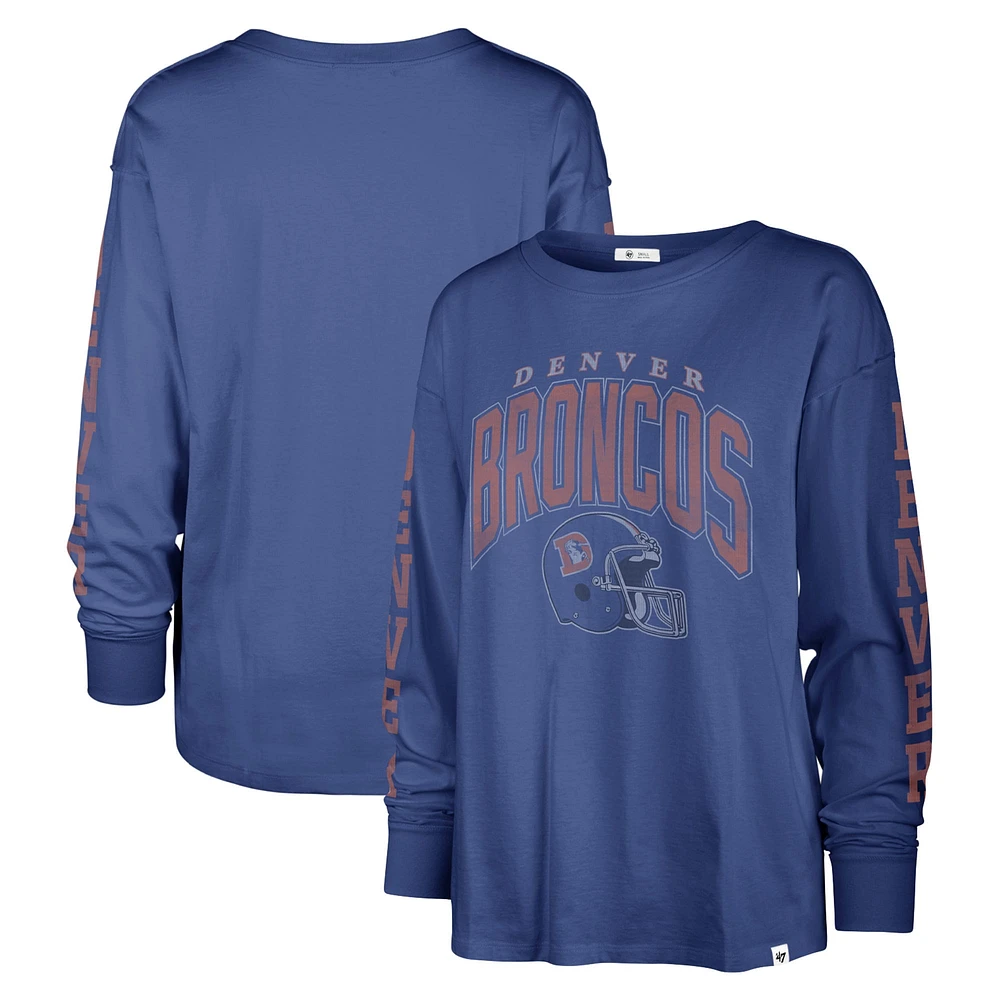 Women's '47 Royal Denver Broncos Tom Cat Lightweight Long Sleeve T-Shirt