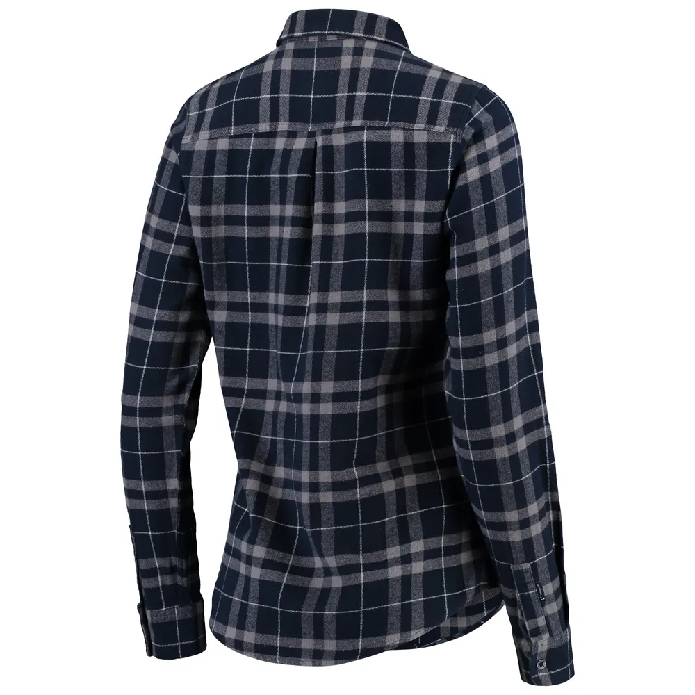 Antigua Women's Antigua Navy/Gray Denver Broncos Stance Flannel Button-Up  Long Sleeve Shirt