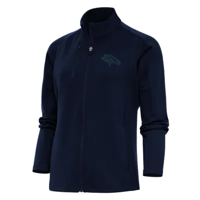 Denver Broncos Antigua Women's Throwback Logo Fortune Half-Zip Pullover  Jacket - Oatmeal