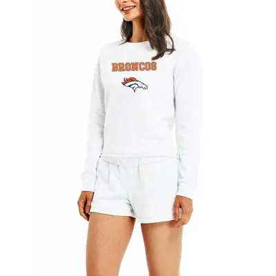 Denver Broncos Concepts Sport Women's Crossfield Long Sleeve Top & Shorts Set - Cream