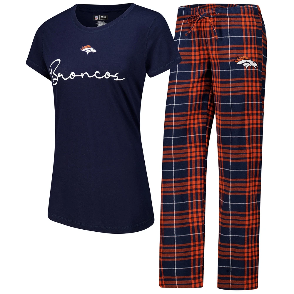 Ensemble de nuit pour femme avec t-shirt et pantalon en flanelle Concepts Sport Denver Broncos Vector