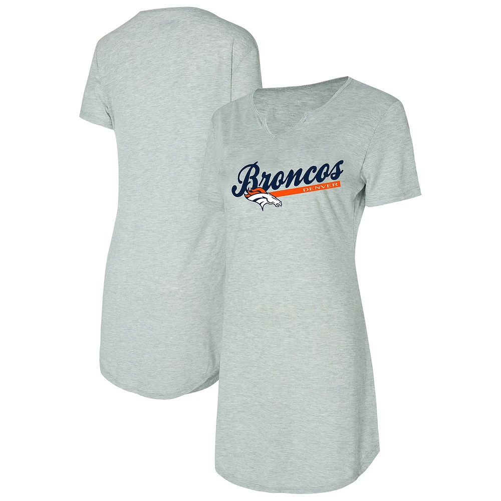 Chemise de nuit en tricot gris Denver Broncos Petition pour femme Concepts Sport