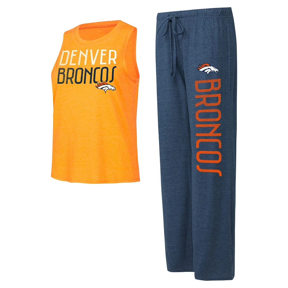 Ensemble débardeur et pantalon Concepts Sport bleu marine/orange Denver Broncos pour femmes