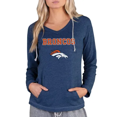 Denver Broncos Concepts Sport Women's Mainstream Hooded Long Sleeve V-Neck Top - Navy