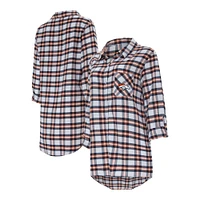 Women's Concepts Sport Navy Denver Broncos Sienna Plaid Full-Button Long Sleeve Nightshirt