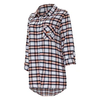 Women's Concepts Sport Navy Denver Broncos Sienna Plaid Full-Button Long Sleeve Nightshirt