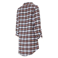 Women's Concepts Sport Navy Denver Broncos Sienna Plaid Full-Button Long Sleeve Nightshirt