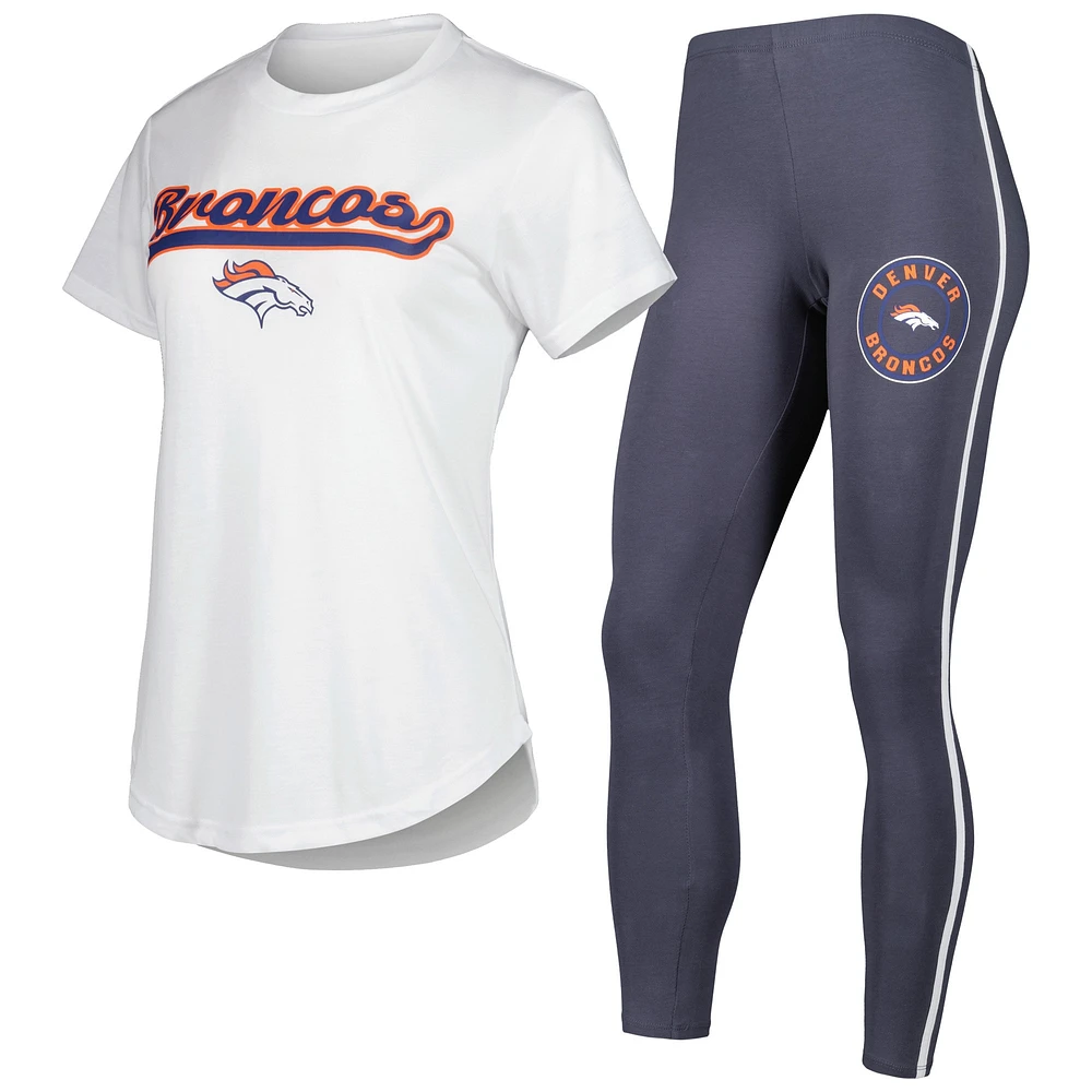 Ensemble de nuit Concepts Sport pour femme avec t-shirt et legging Denver Broncos Sonata, blanc/anthracite