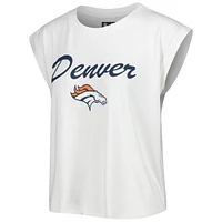 Ensemble de pyjama et short en tricot Denver Broncos Montana Concepts Sport pour femme, blanc/crème