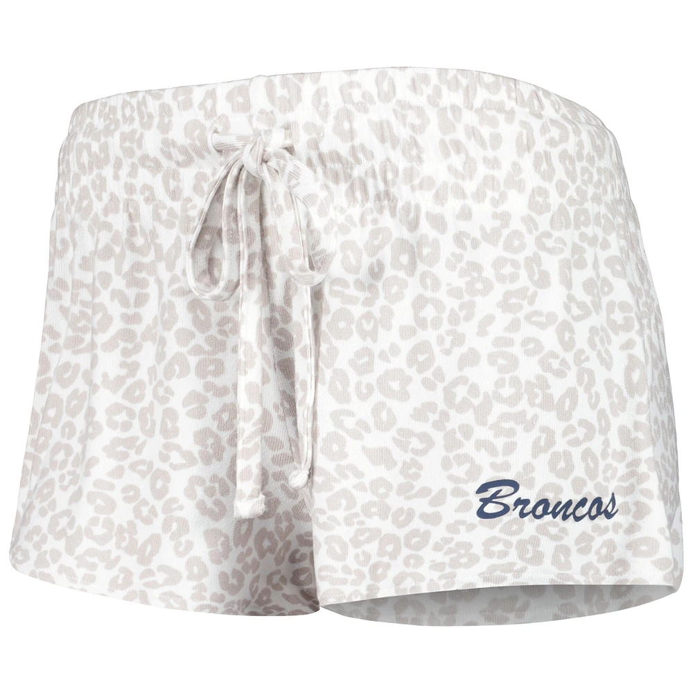 Ensemble de pyjama et short en tricot Denver Broncos Montana Concepts Sport pour femme, blanc/crème