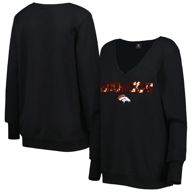 Cincinnati Bengals Cuce Women's Sequin Logo V-Neck Pullover