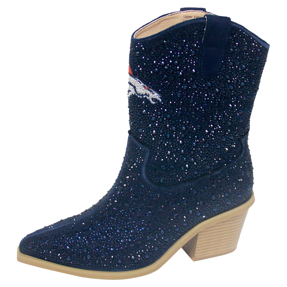 Women's Cuce  Navy Denver Broncos Crystal Ankle Boots