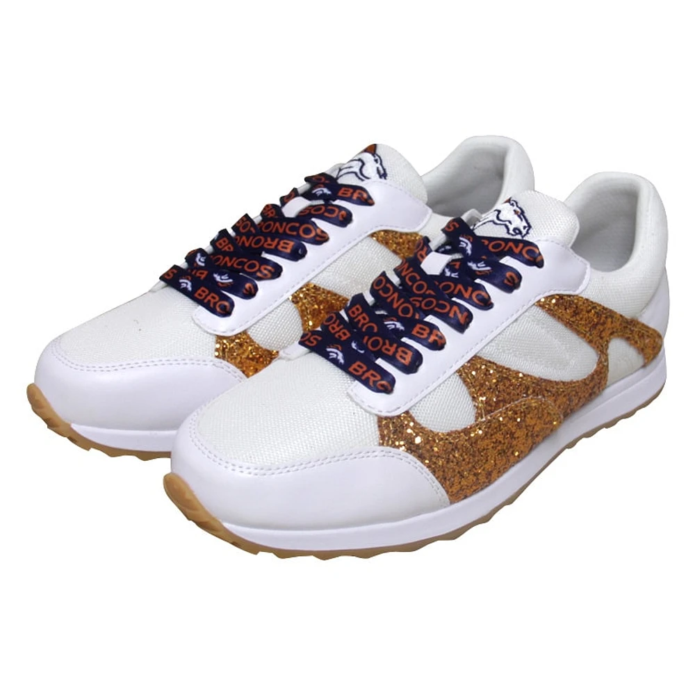 Women's Cuce White Denver Broncos Glitter Sneakers