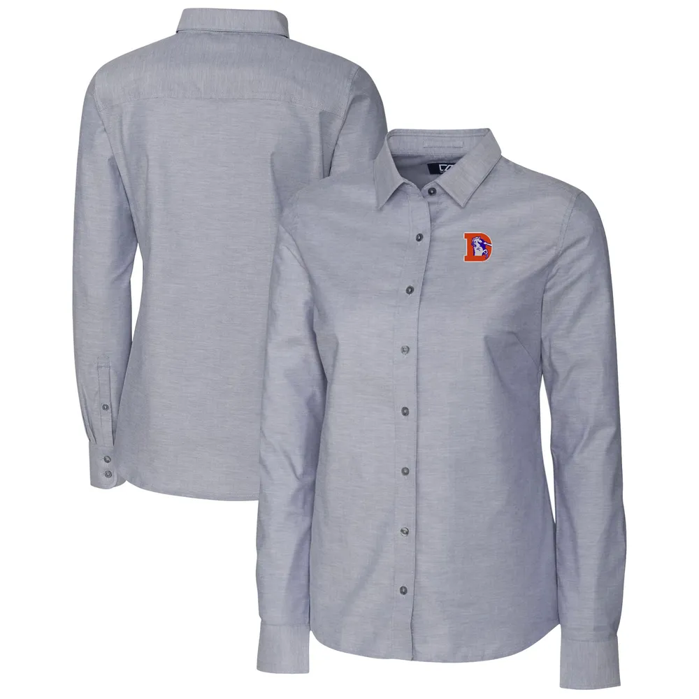 Lids Denver Broncos Cutter & Buck Women's Throwback Logo Oxford Stretch  Long Sleeve Button-Up Shirt